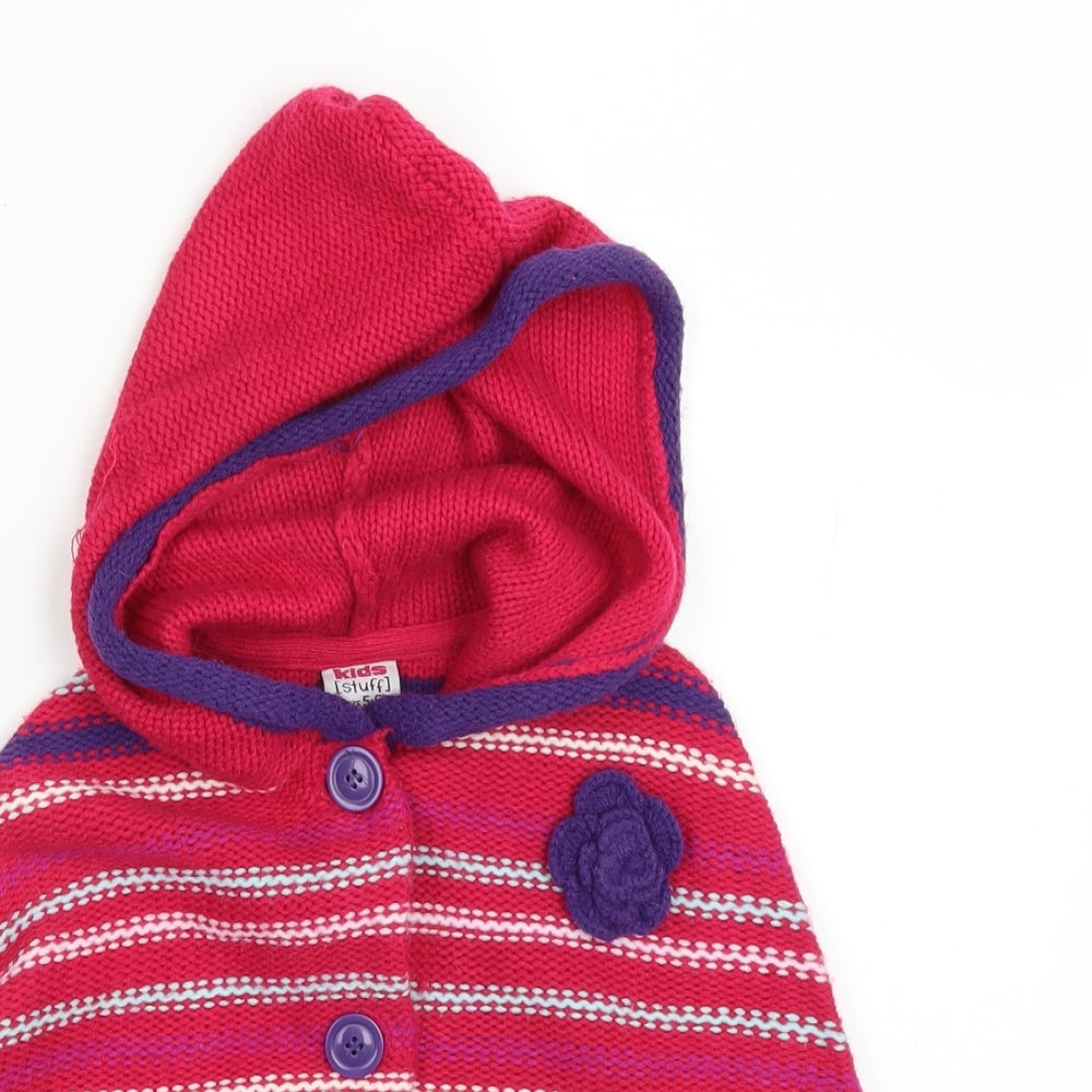 KIDS STUFF Boys Pink Striped  Pullover Jumper Size 5-6 Years
