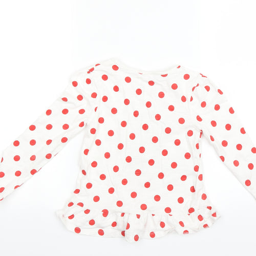George Girls White Polka Dot  Basic T-Shirt Size 5-6 Years  - Disney