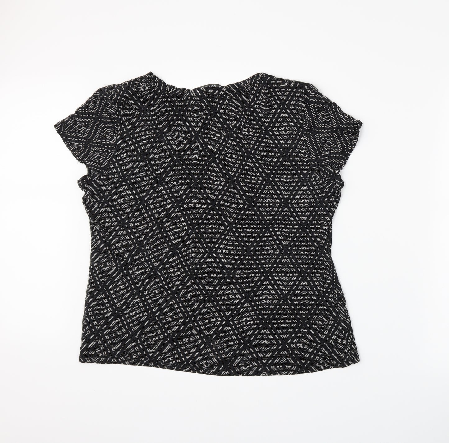 Bonmarché Womens Black Geometric  Basic T-Shirt Size 2