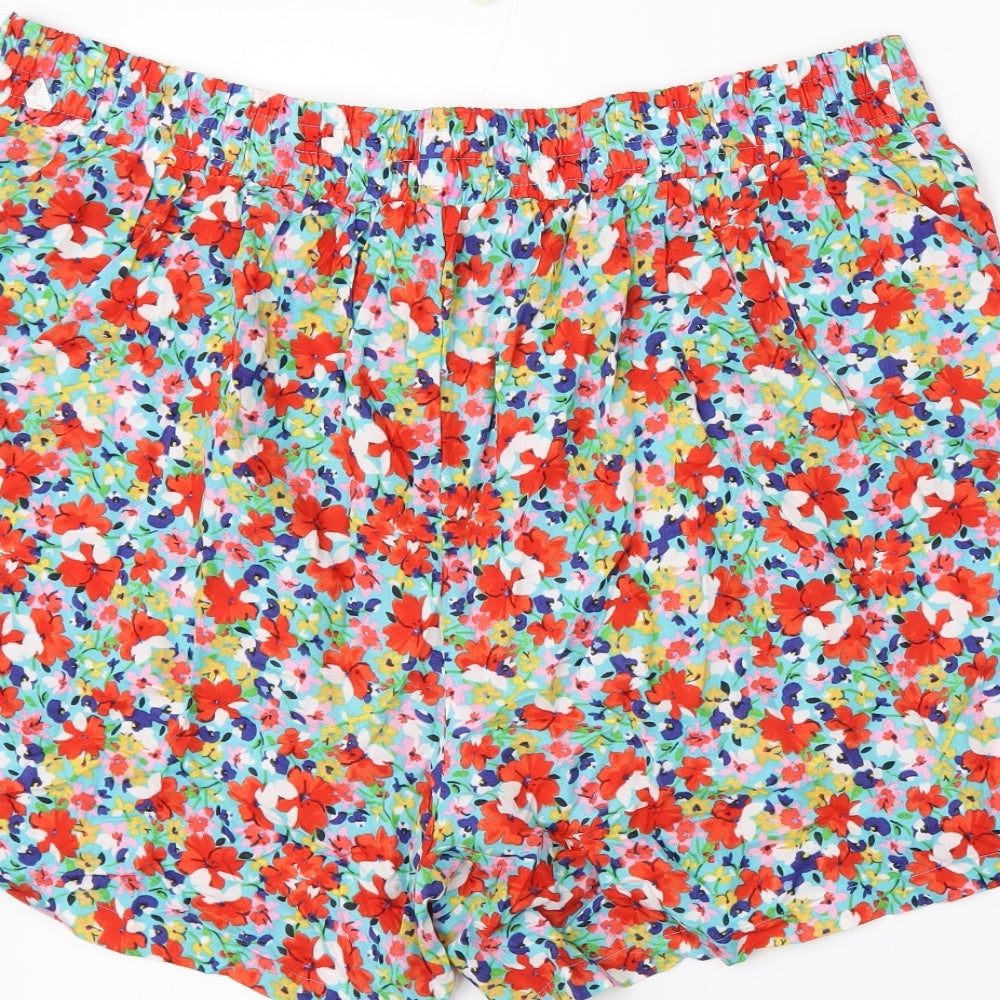 Peacocks Womens Multicoloured Floral  Paperbag Shorts Size 20