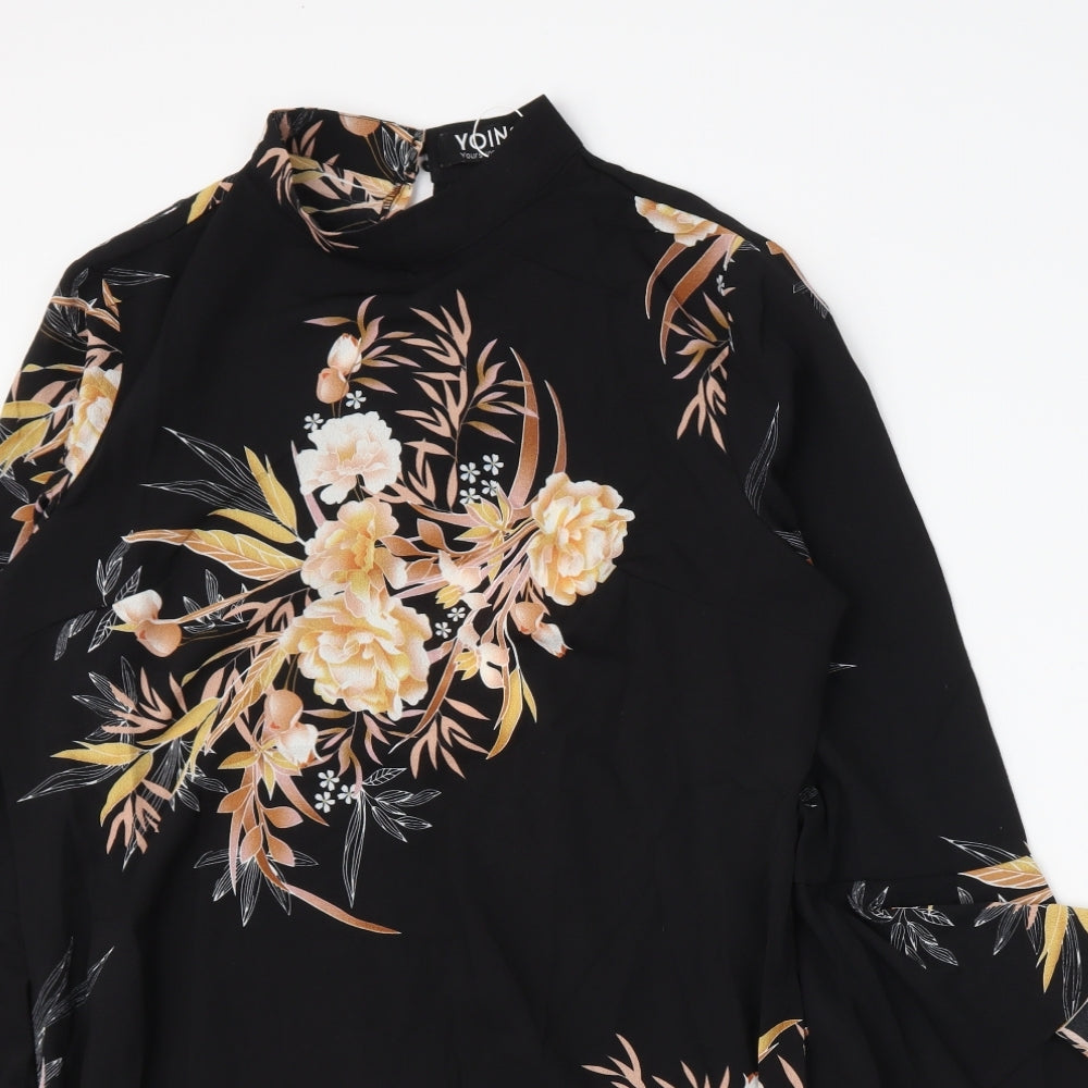 Yoins Womens Black Floral  A-Line  Size XL