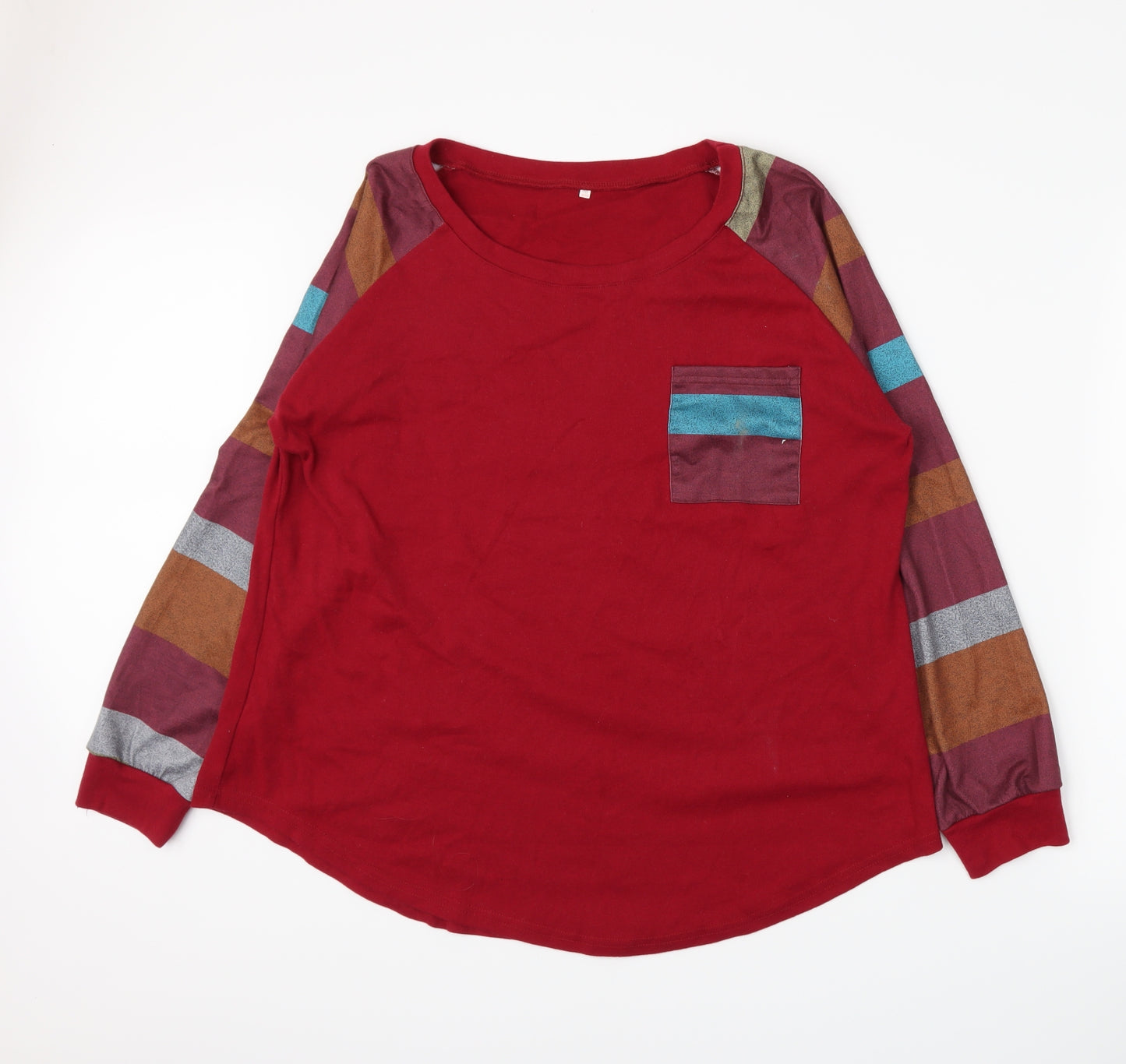 Preworn Womens Red Striped  Basic T-Shirt Size 2XL