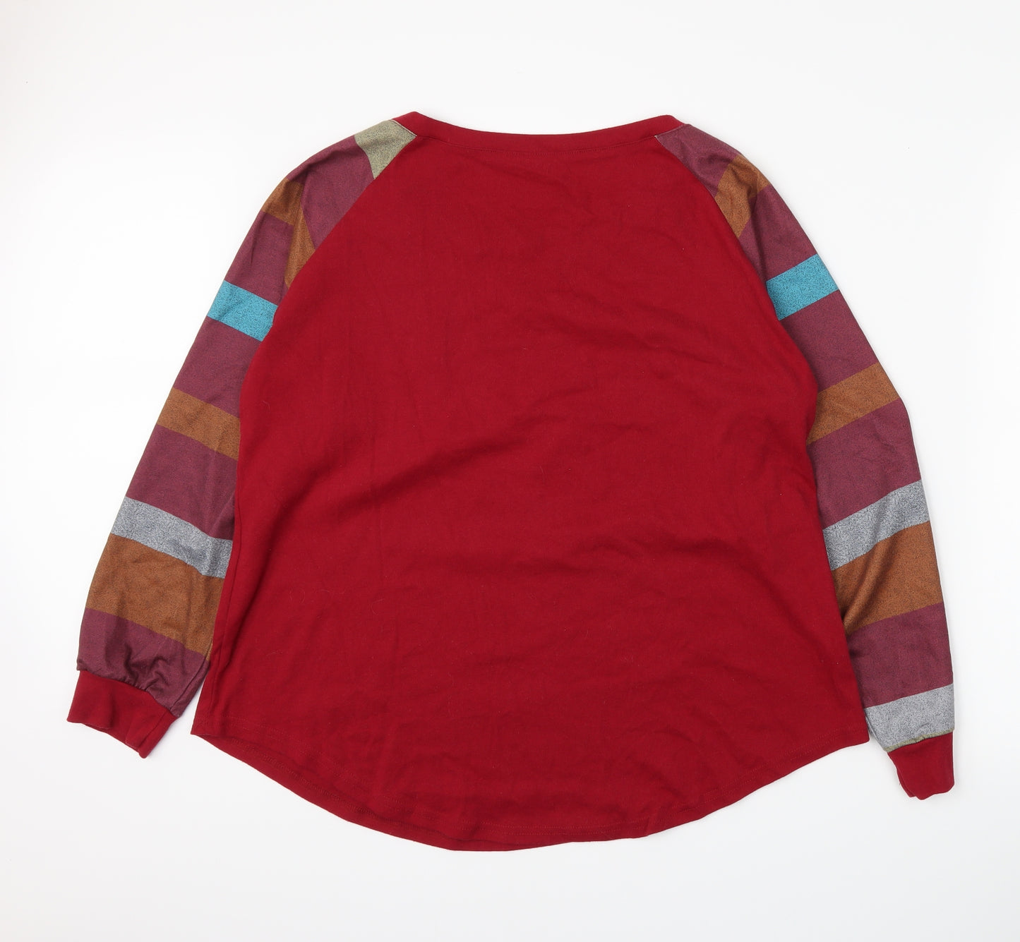 Preworn Womens Red Striped  Basic T-Shirt Size 2XL
