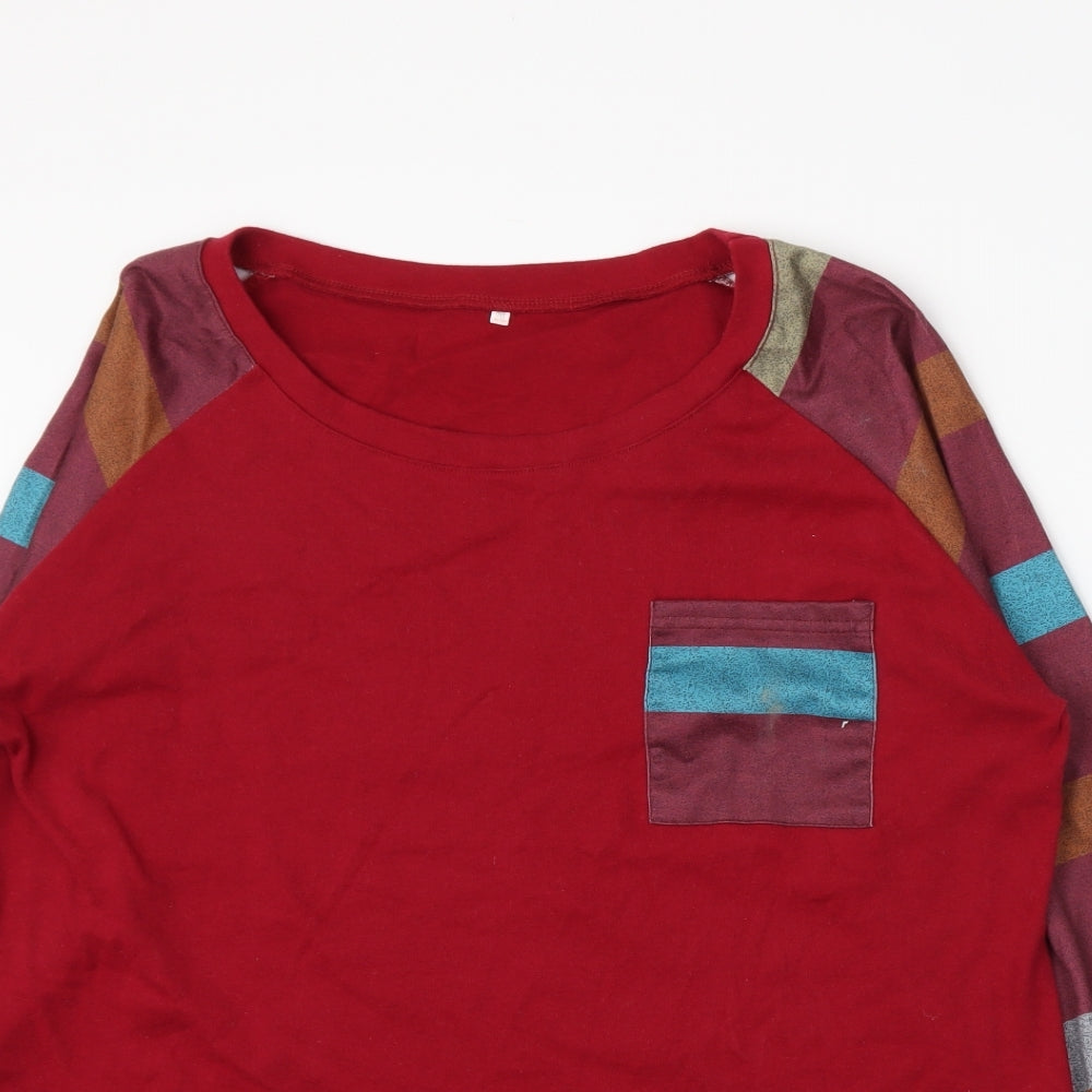 Preworn Womens Red Striped  Basic T-Shirt Size 2XL