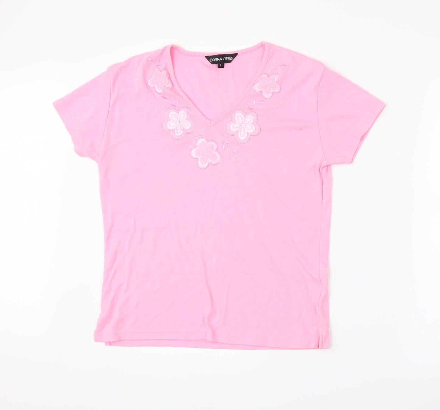Donna Lewis Womens Pink   Basic T-Shirt Size L