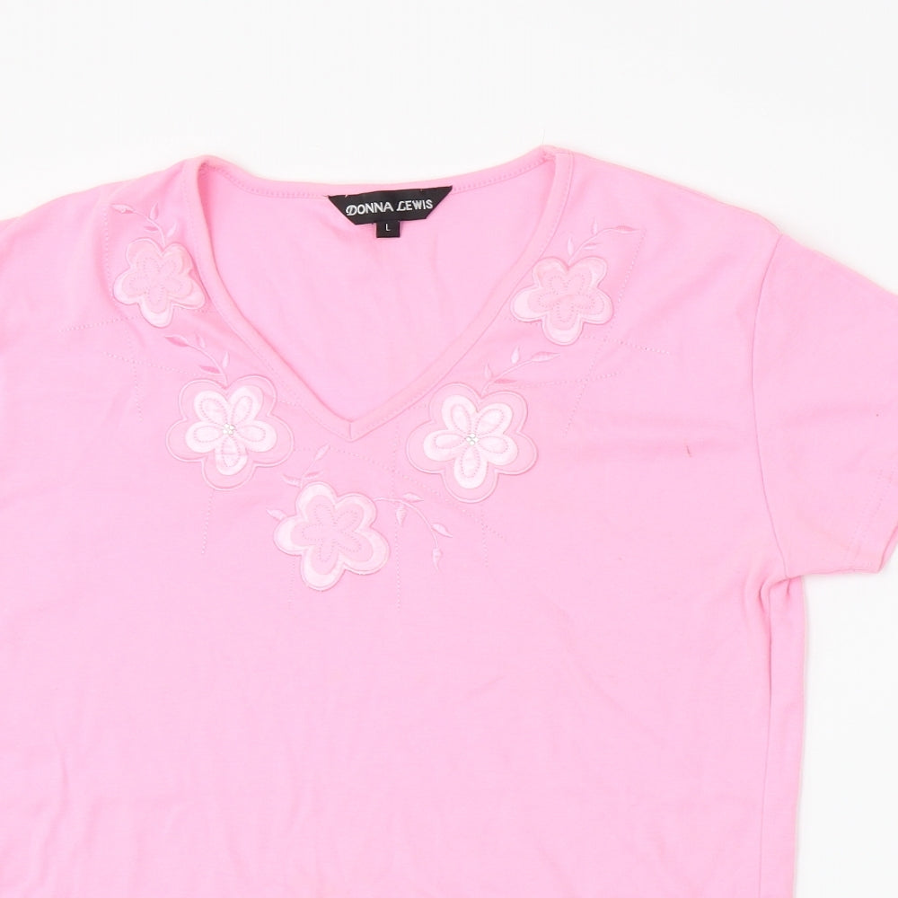 Donna Lewis Womens Pink   Basic T-Shirt Size L