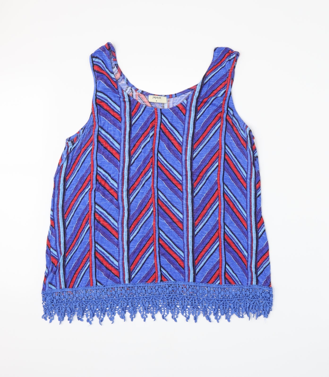 Papaya Womens Black Striped  Basic Tank Size 18
