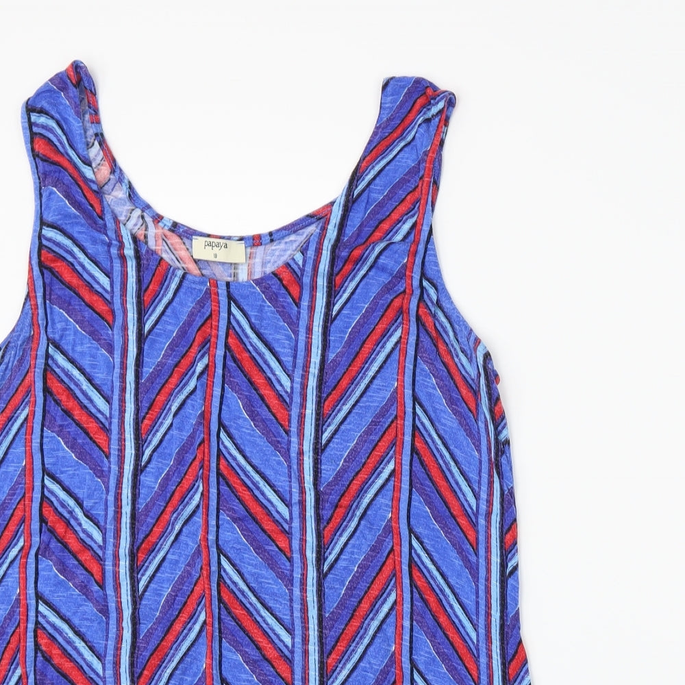 Papaya Womens Black Striped  Basic Tank Size 18