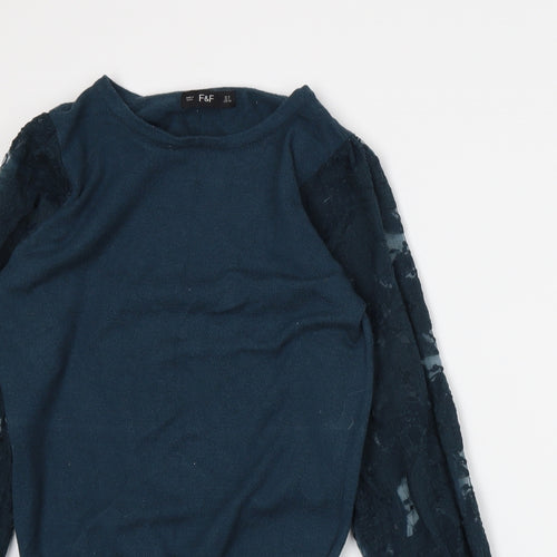 F&F Womens Blue  Knit Pullover Jumper Size 6