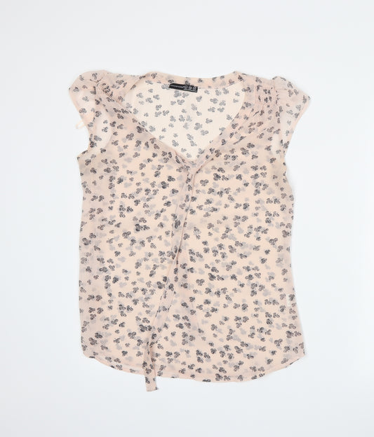 Front view of Atmosphere women’s pink floral basic blouse, size UK 10