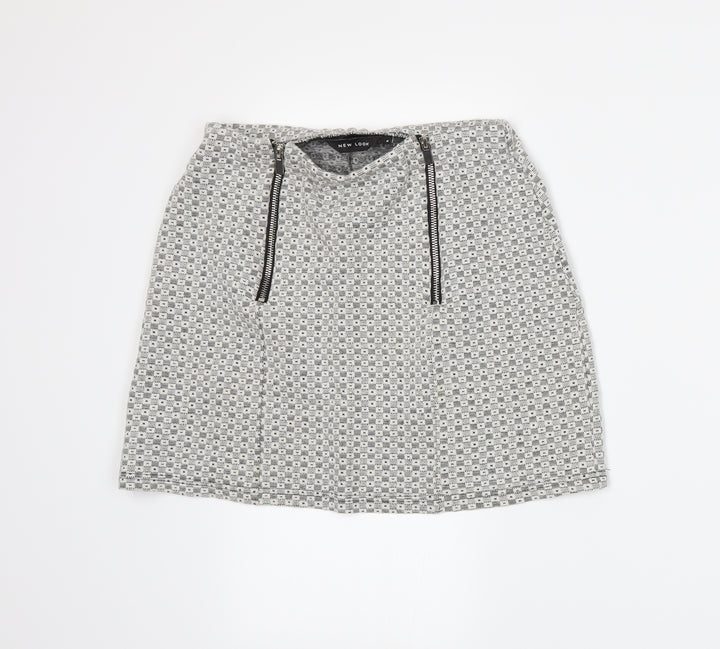New Look Womens White Rayon A-Line Skirt Size 8