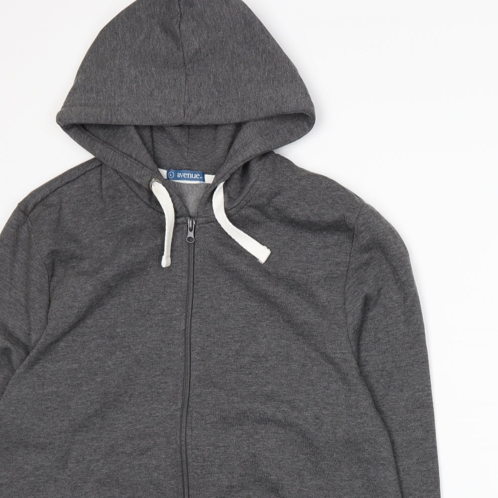 Avenue Womens Grey  Jersey Full Zip Hoodie Size L