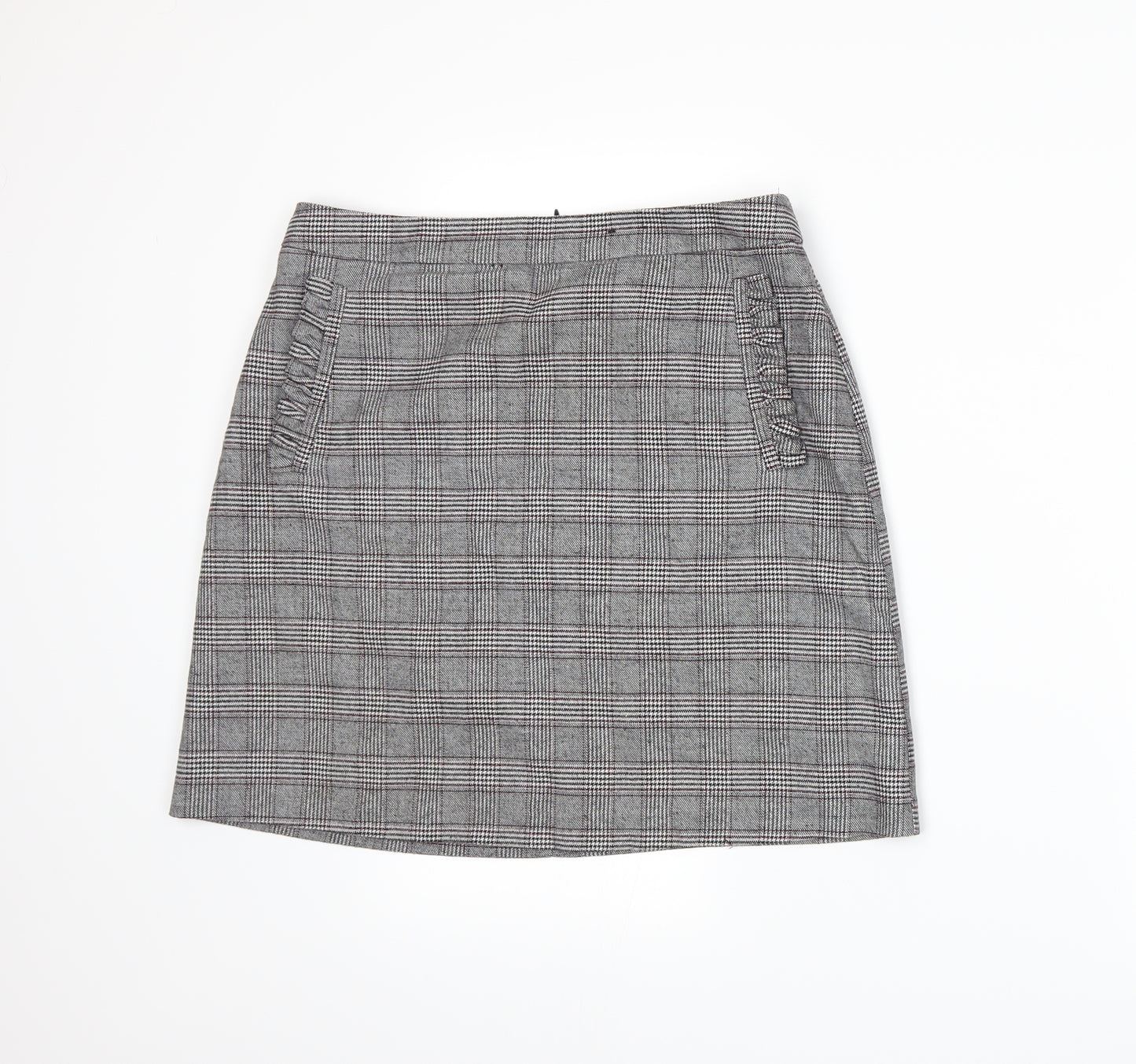 F&F Womens Grey Plaid  A-Line Skirt Size 10