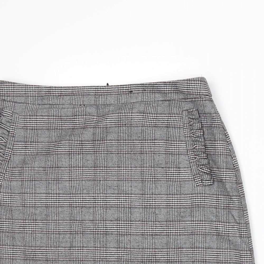 F&F Womens Grey Plaid  A-Line Skirt Size 10