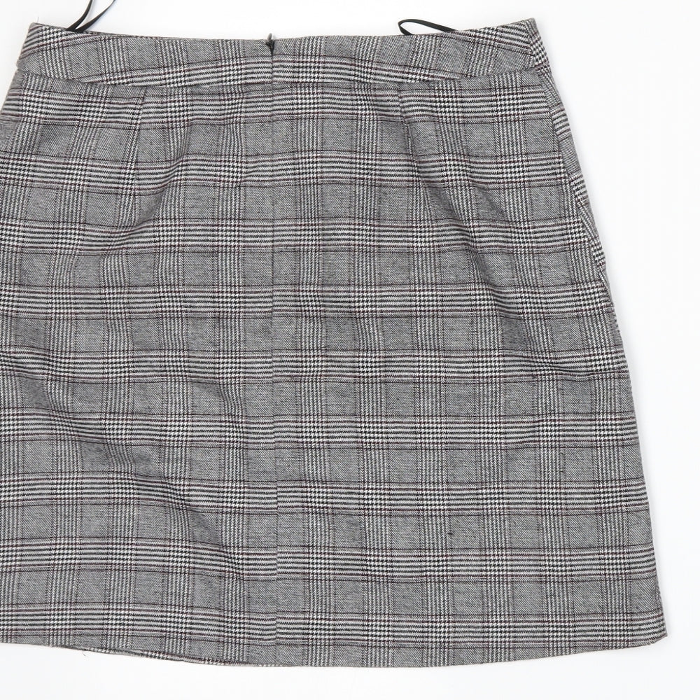F&F Womens Grey Plaid  A-Line Skirt Size 10