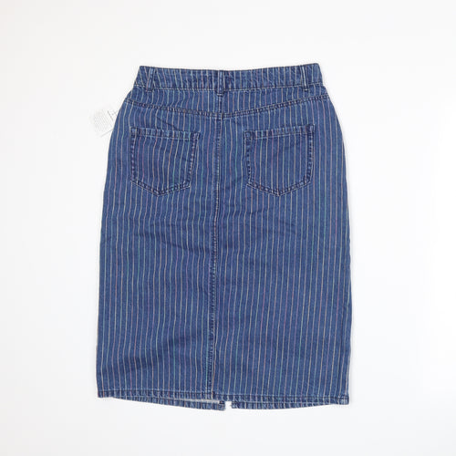 TU Womens Blue Striped Denim Straight & Pencil Skirt Size 10