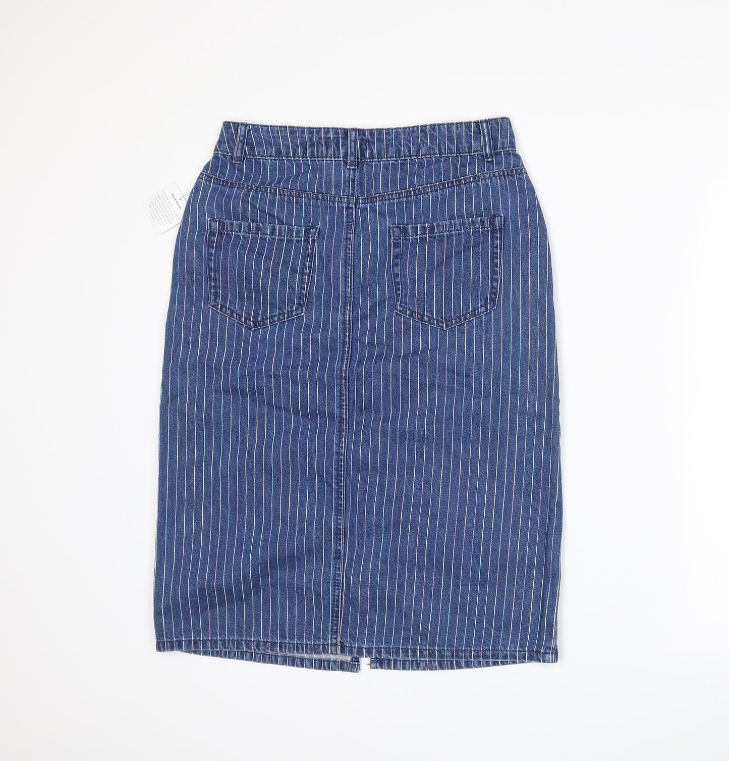 TU Womens Blue Striped Denim Straight & Pencil Skirt Size 10