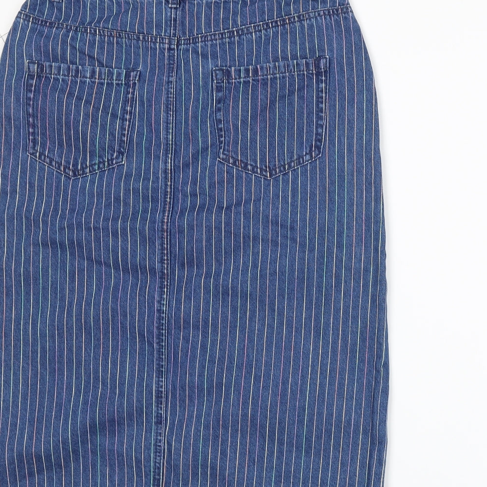 TU Womens Blue Striped Denim Straight & Pencil Skirt Size 10