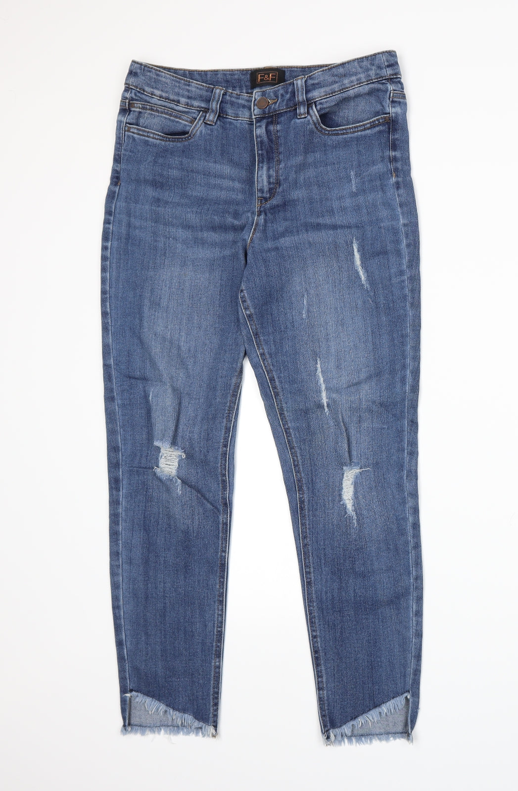 F&F Womens Blue  Denim Straight Jeans Size 10 L25 in