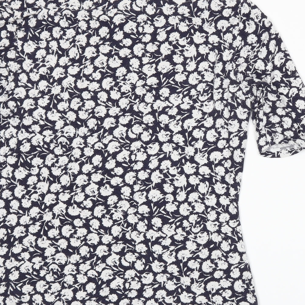 Marks and Spencer Womens Blue Floral  Basic T-Shirt Size 10