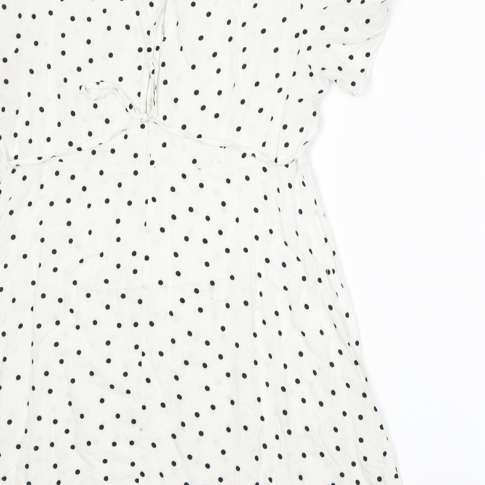Primark Womens White Polka Dot  A-Line  Size 16