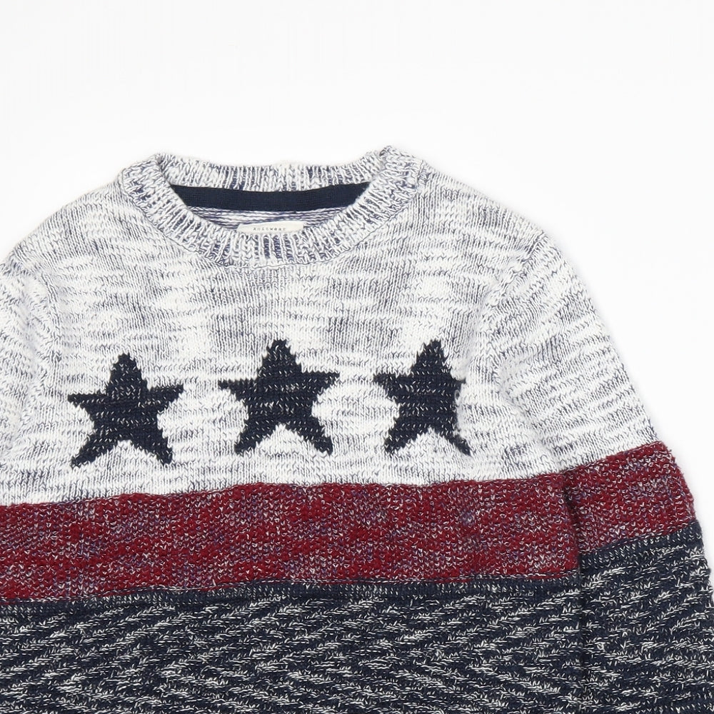 Zara Boys Blue Striped Knit Pullover Jumper Size 7 Years