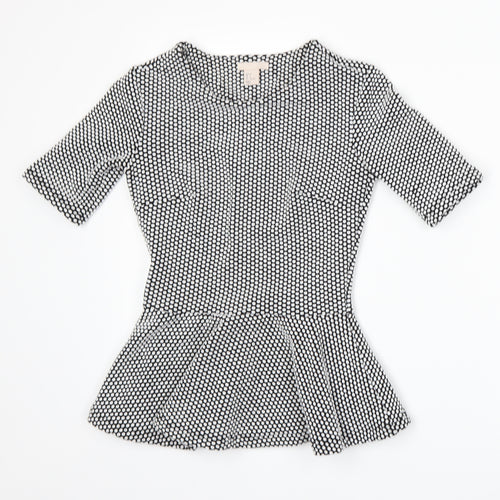 H&M Womens Black Polka Dot  Basic T-Shirt Size 6