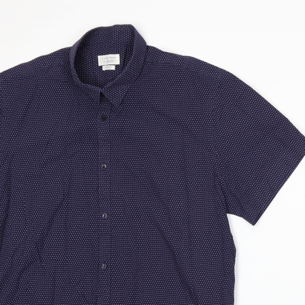 Zara Mens Blue    Button-Up Size XL