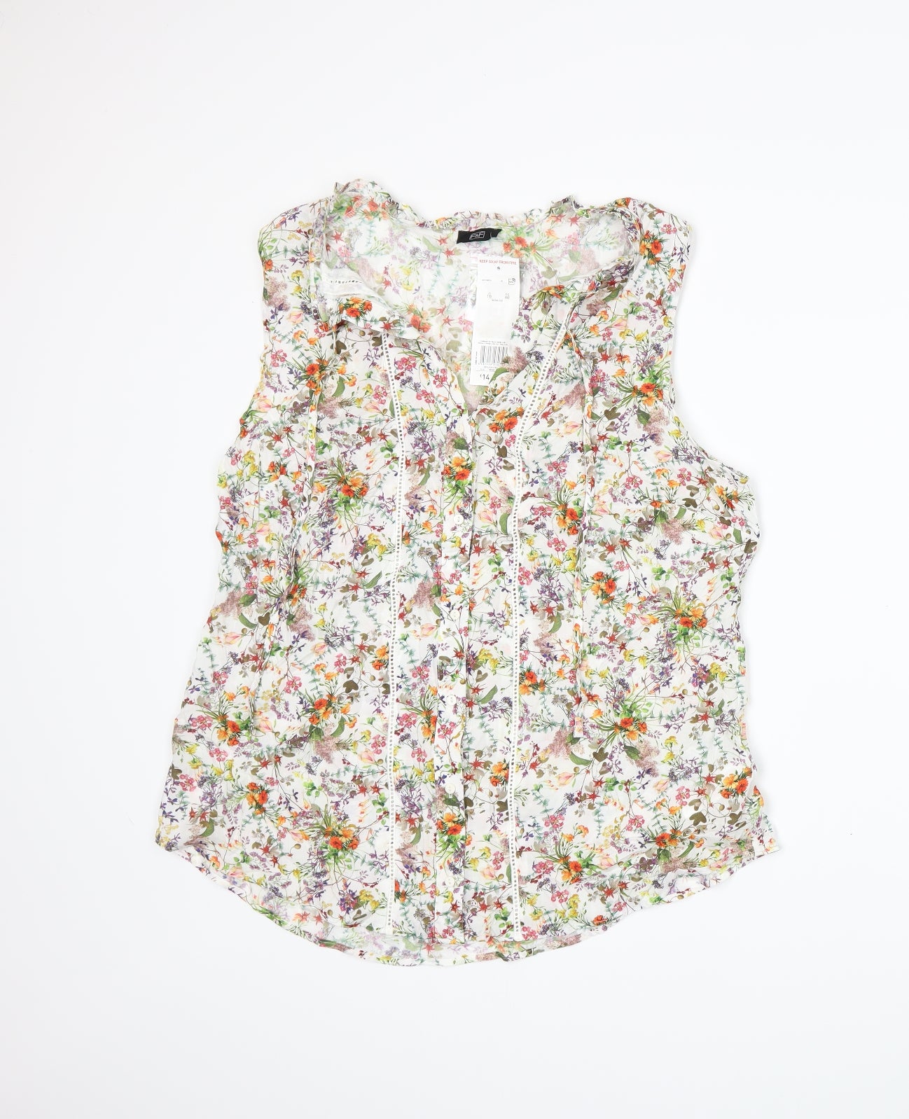 F&F Womens White Floral  Basic Blouse Size 18
