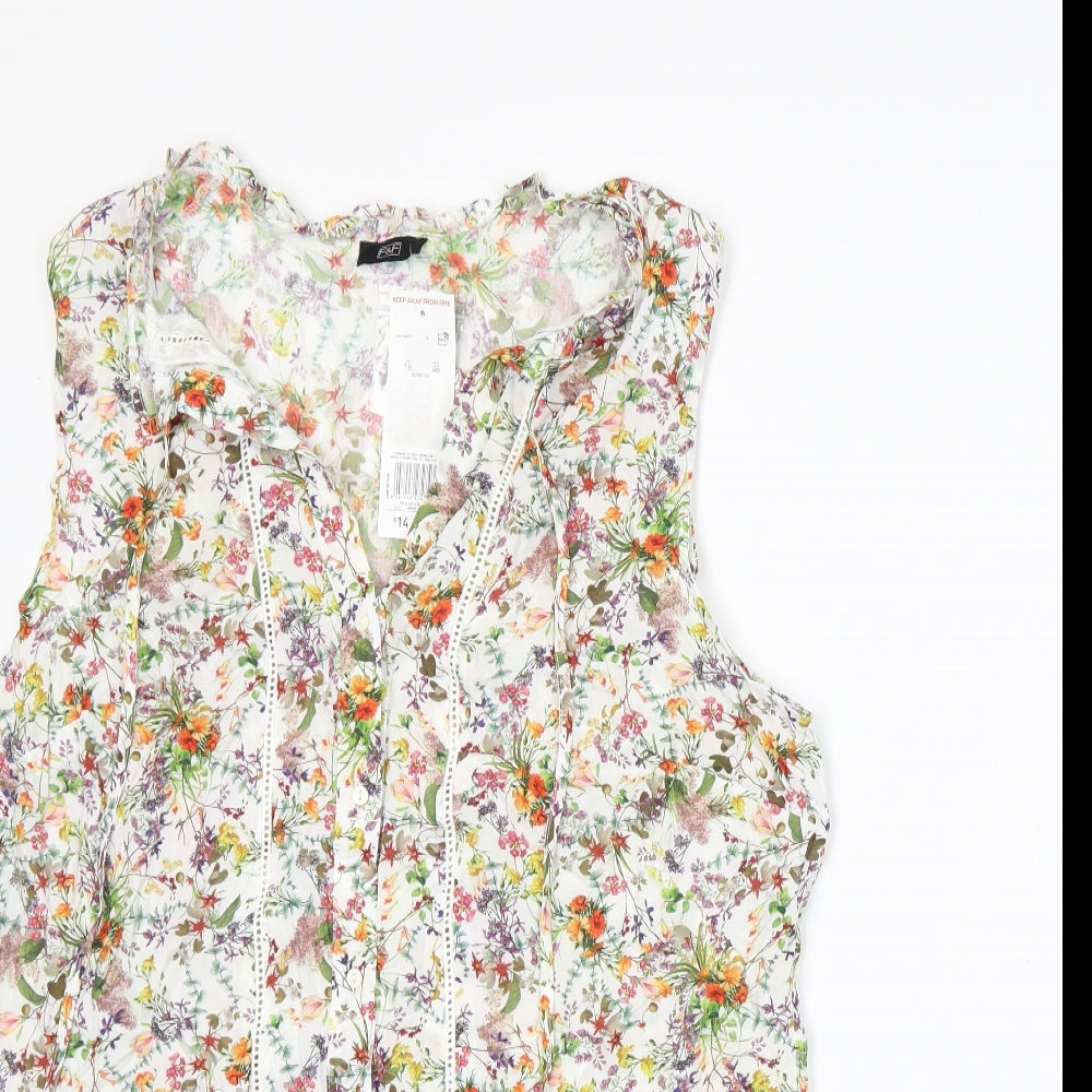 F&F Womens White Floral  Basic Blouse Size 18