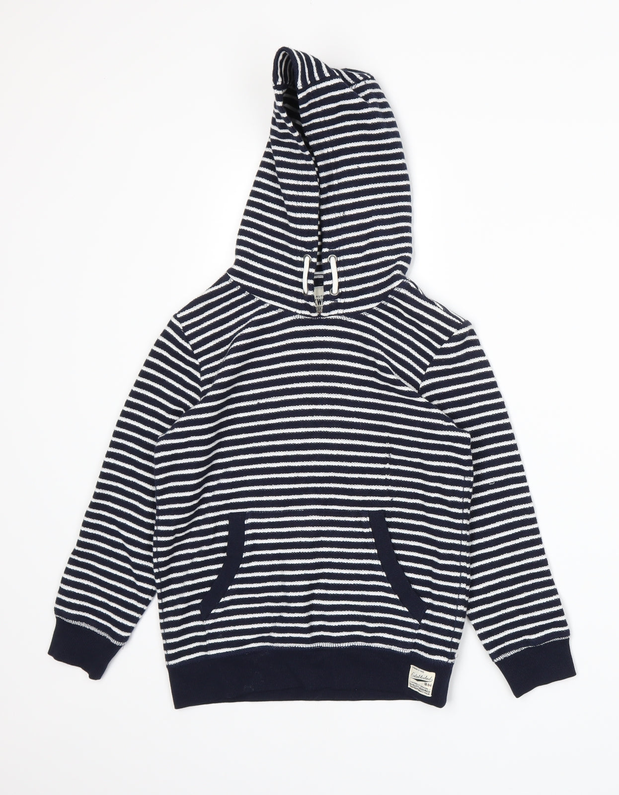 Marks and Spencer Boys Blue Striped  Pullover Hoodie Size 7-8 Years