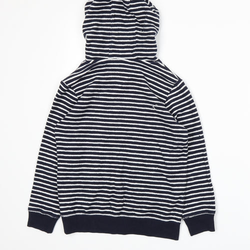 Marks and Spencer Boys Blue Striped  Pullover Hoodie Size 7-8 Years