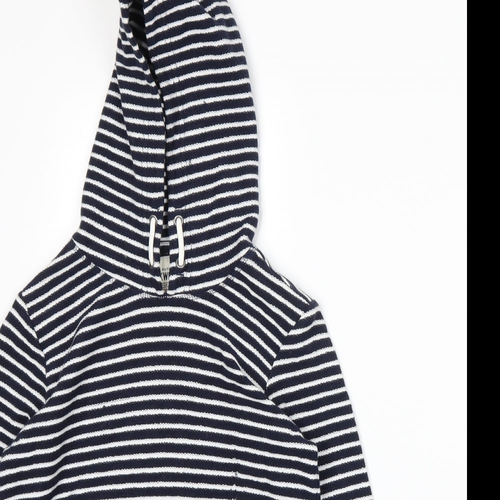 Marks and Spencer Boys Blue Striped  Pullover Hoodie Size 7-8 Years