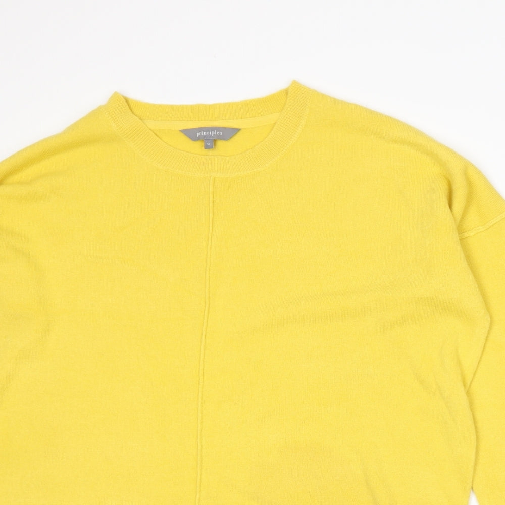 Principles Womens Yellow  Knit Pullover Jumper Size 16