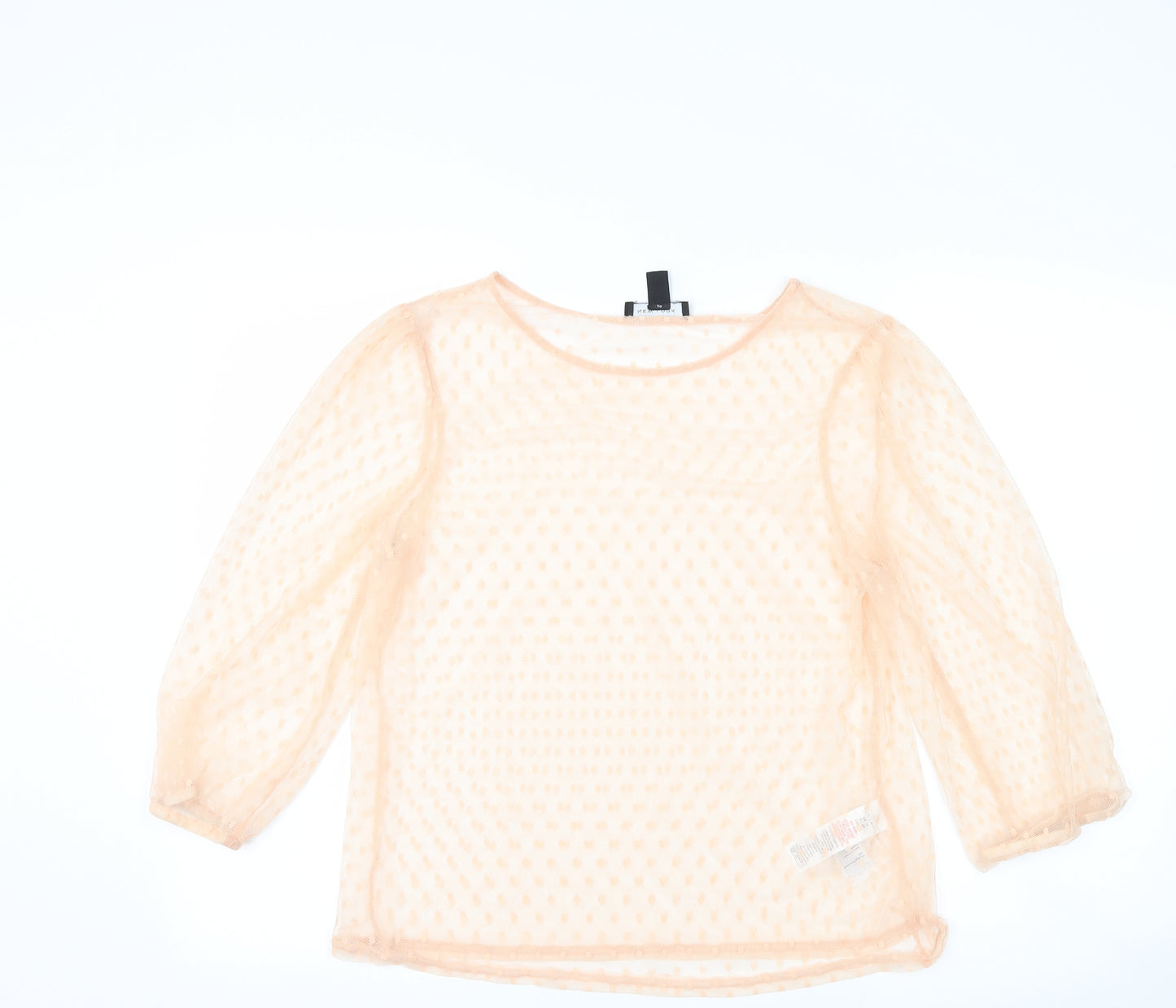 New Look Womens Pink Polka Dot Mesh Basic T-Shirt Size 16