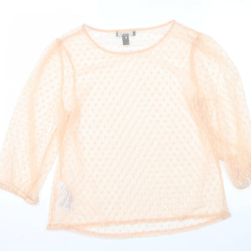 New Look Womens Pink Polka Dot Mesh Basic T-Shirt Size 16