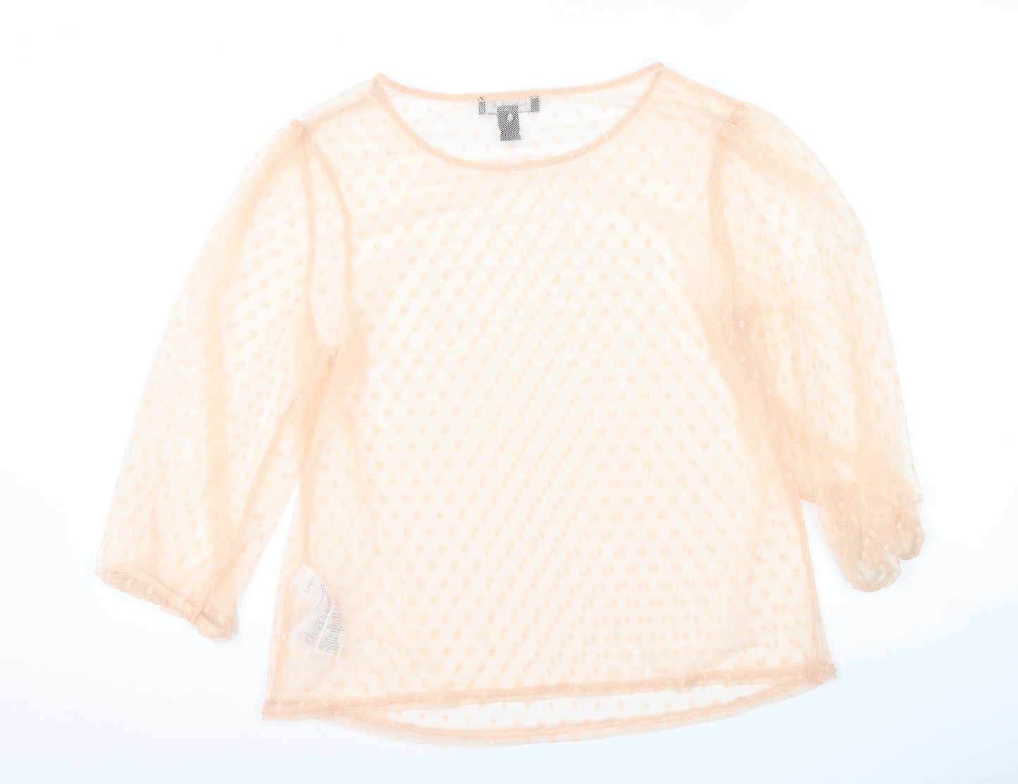 New Look Womens Pink Polka Dot Mesh Basic T-Shirt Size 16