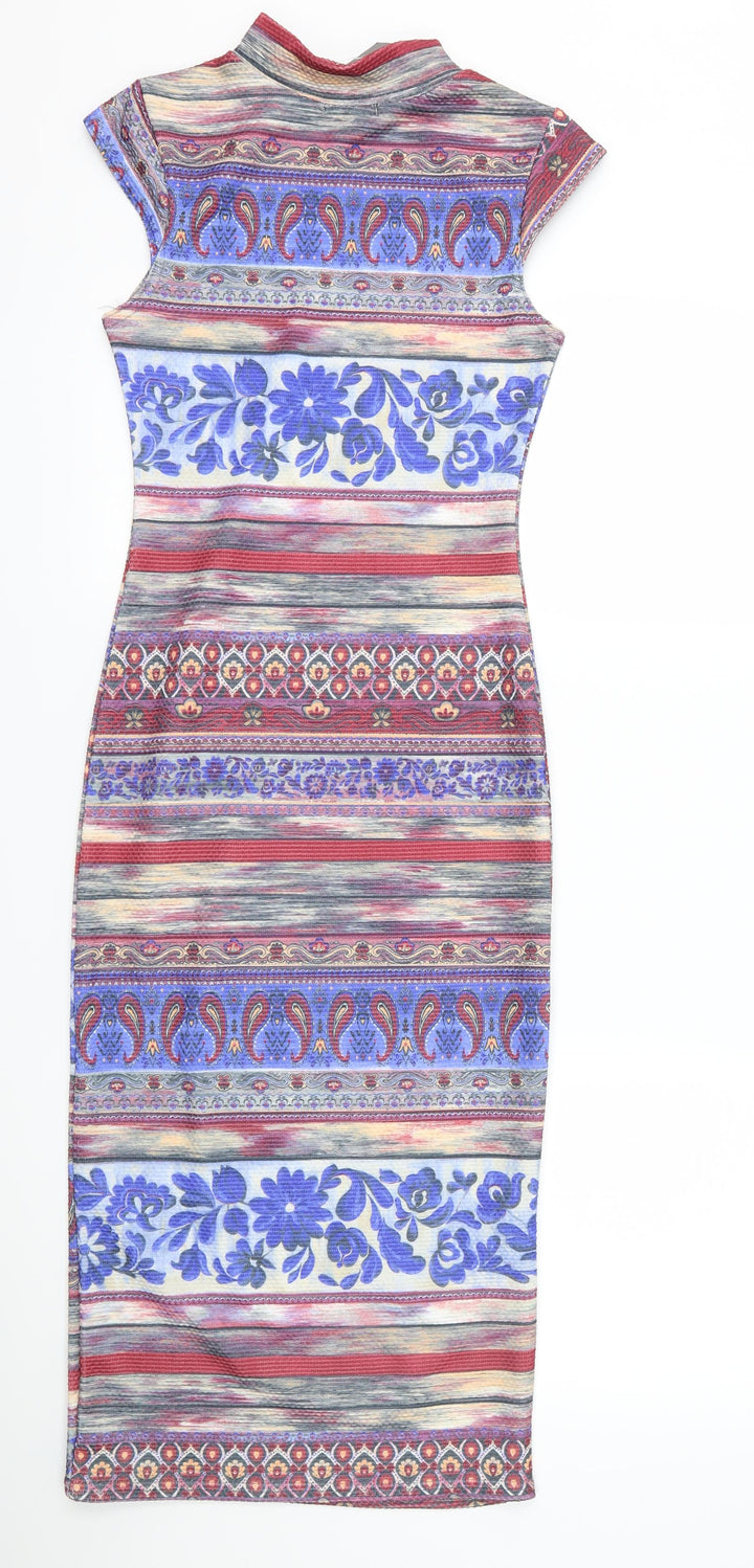 kiah Womens Blue Paisley  Bodycon  Size 8