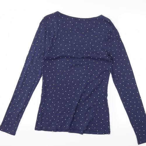 Papaya Womens Blue Polka Dot  Basic T-Shirt Size 10