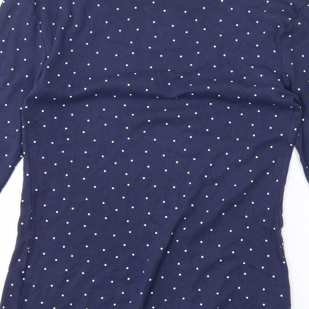 Papaya Womens Blue Polka Dot  Basic T-Shirt Size 10