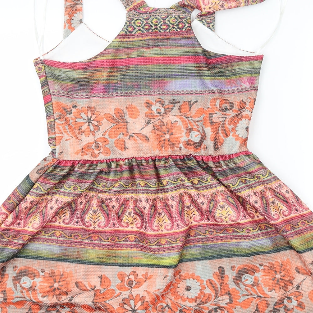 Kiah Womens Red Floral  Skater Dress  Size 14