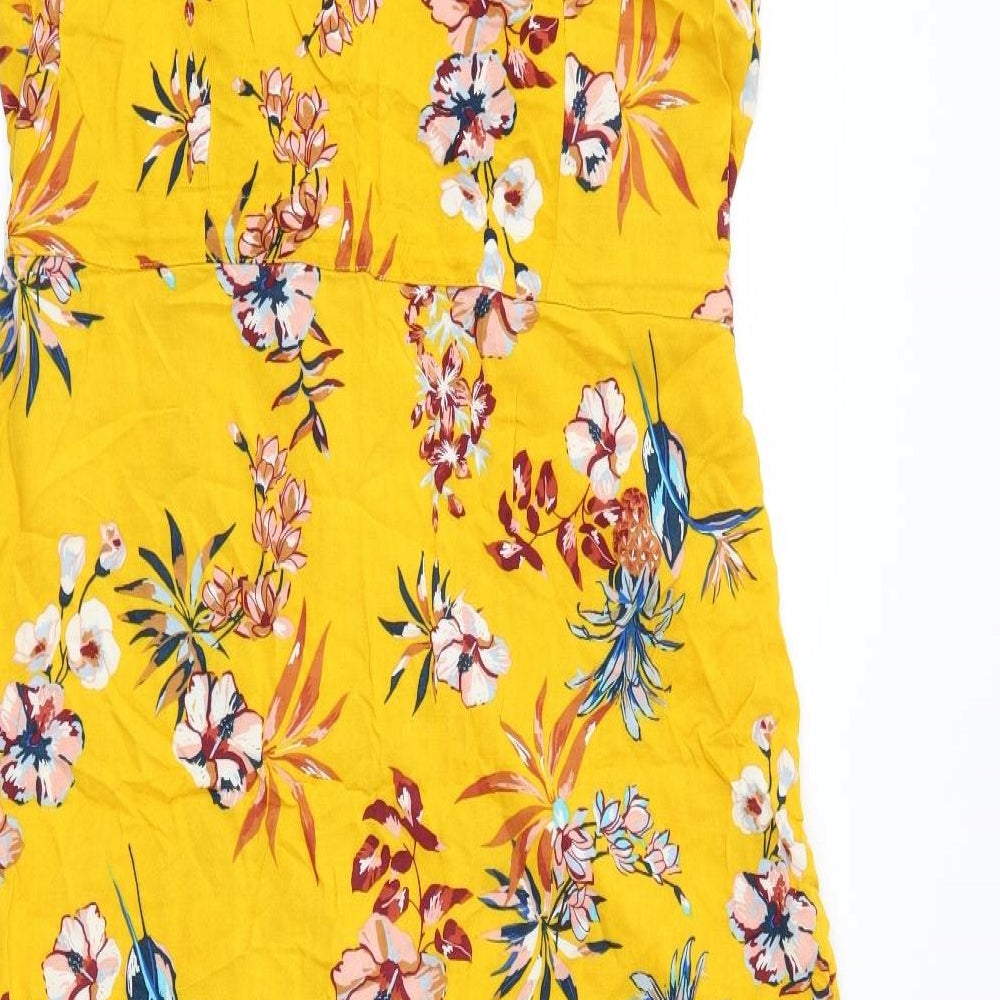 Studio Womens Yellow Floral  A-Line  Size 14