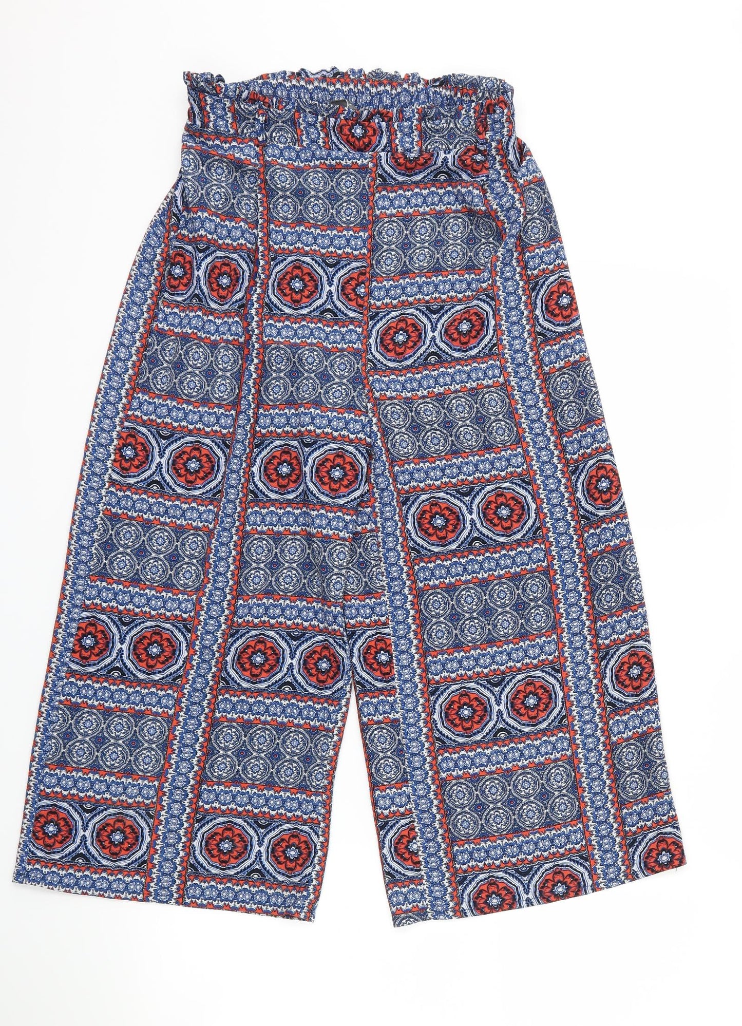 Primark Womens Blue Floral  Trousers  Size 8 L22 in