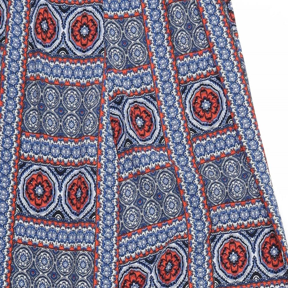 Primark Womens Blue Floral  Trousers  Size 8 L22 in