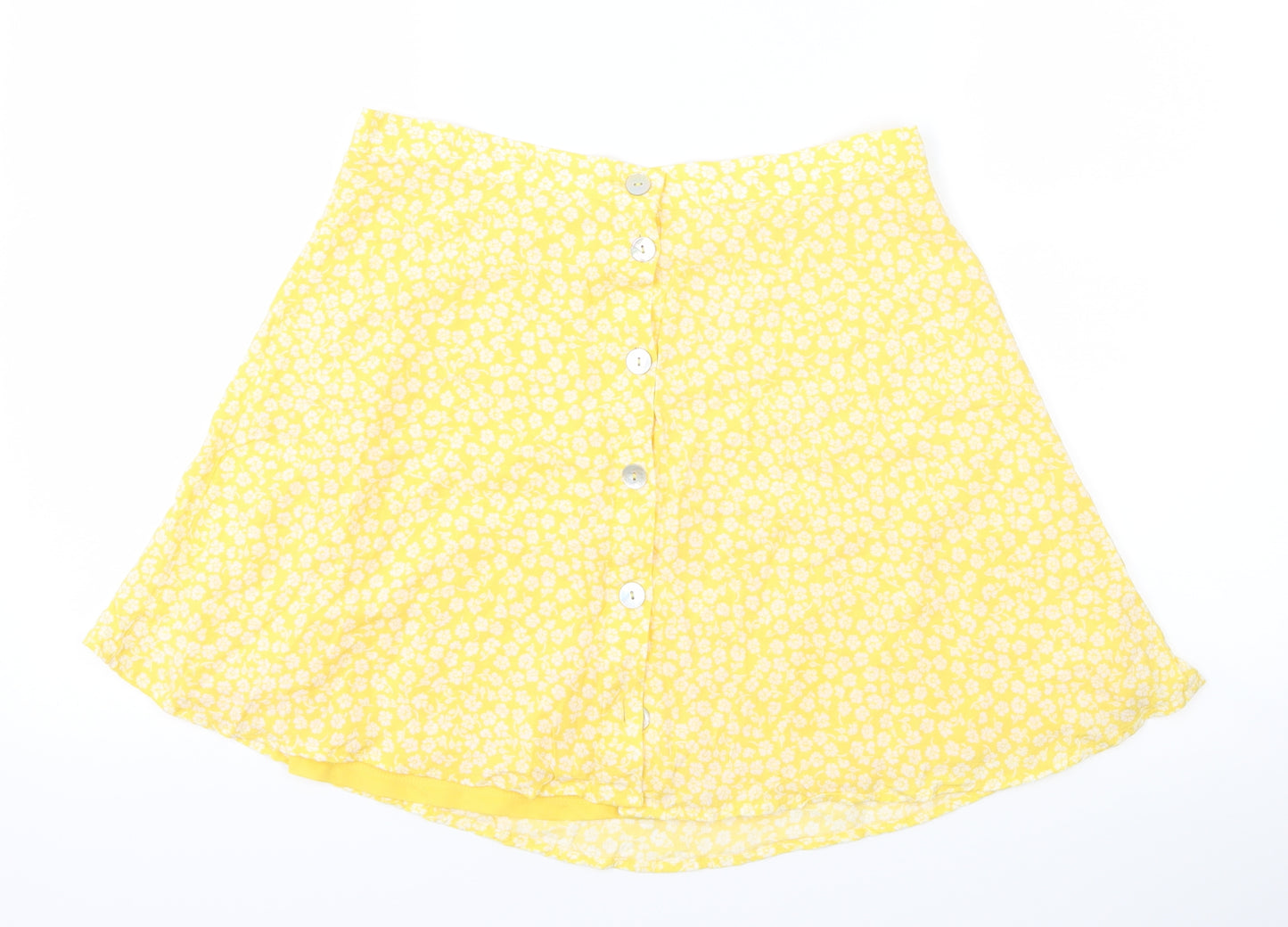 Preworn Womens Yellow Floral  A-Line Skirt Size 28 in
