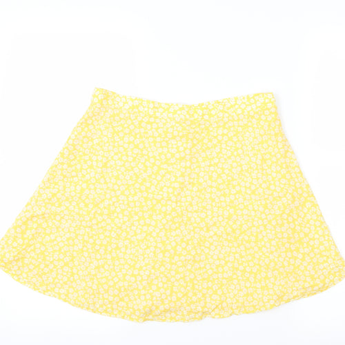 Preworn Womens Yellow Floral  A-Line Skirt Size 28 in