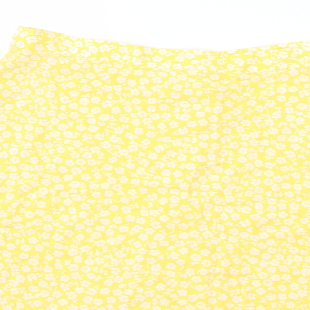 Preworn Womens Yellow Floral  A-Line Skirt Size 28 in