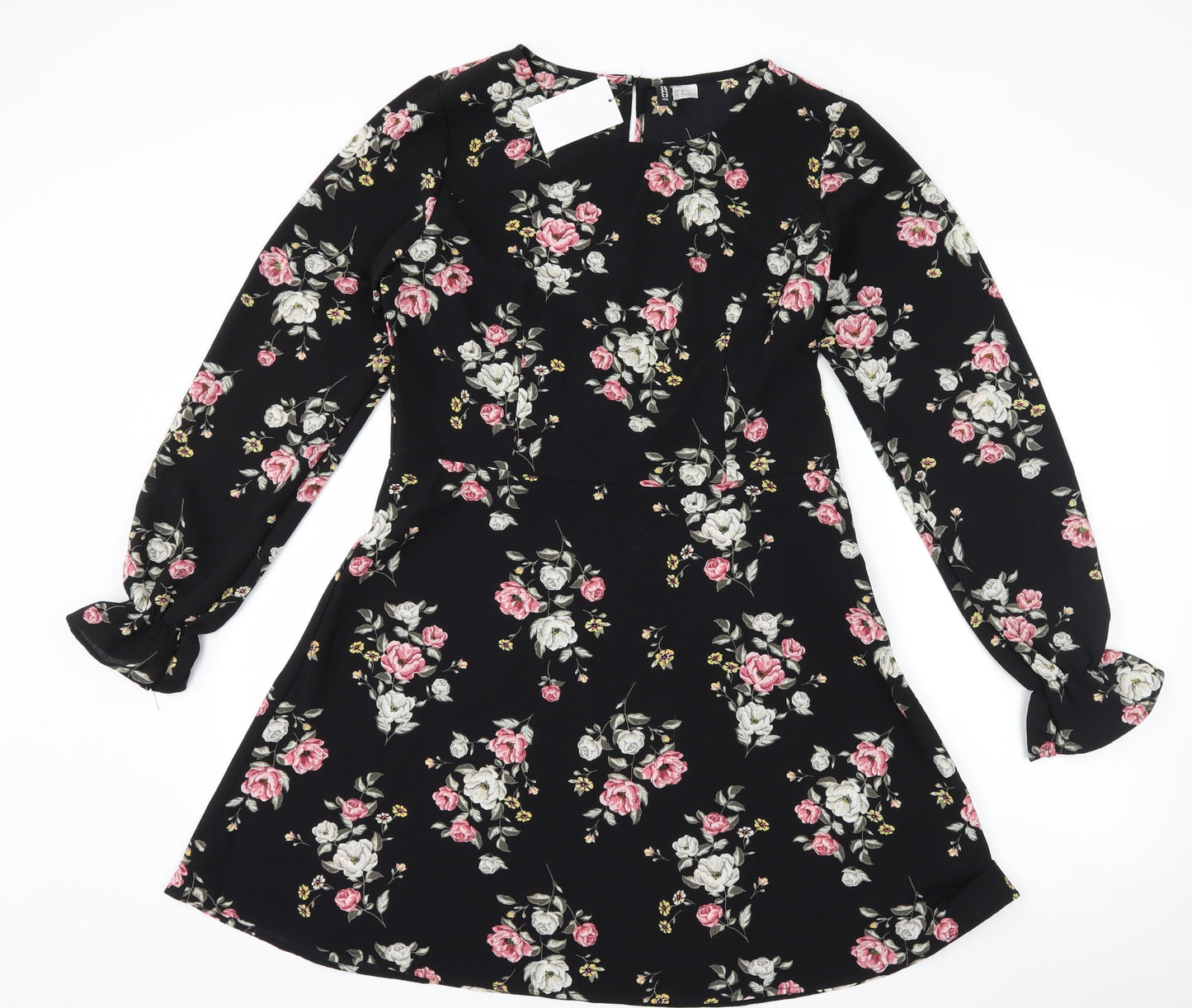 H&M Womens Black Floral  A-Line  Size 14