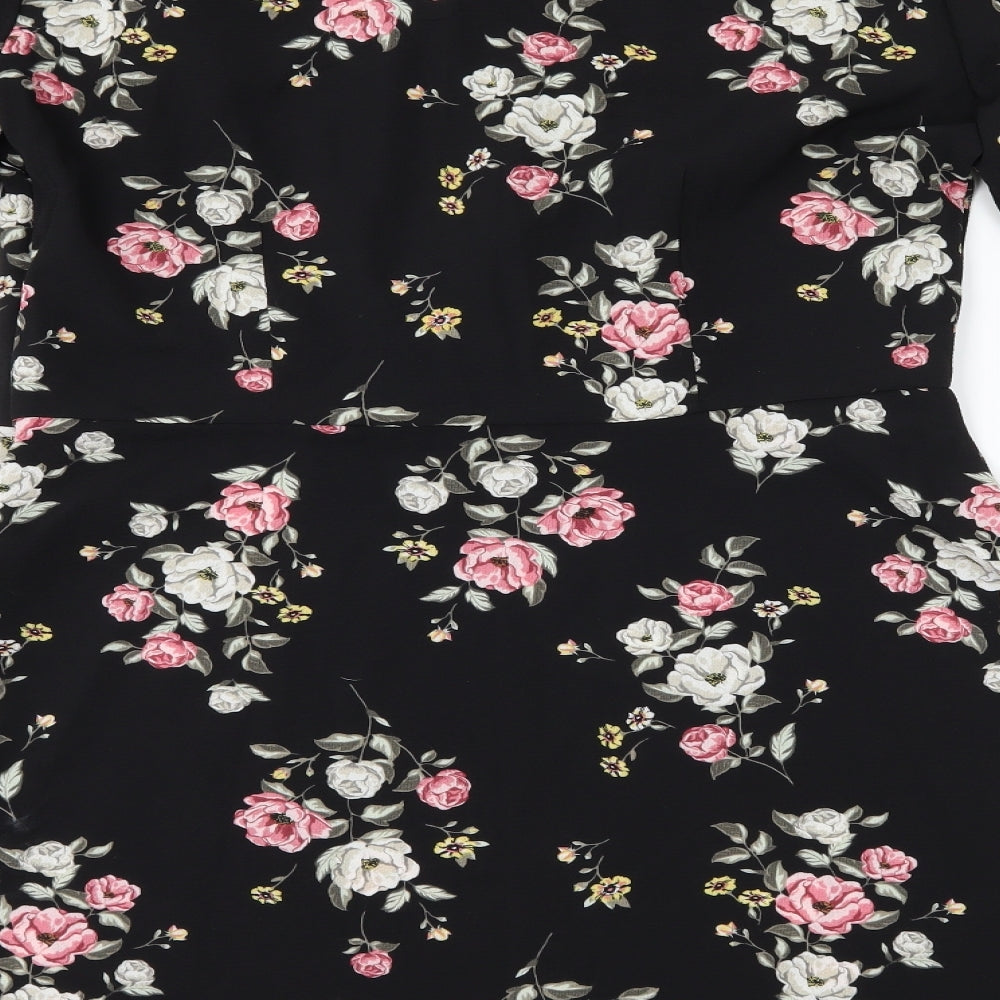 H&M Womens Black Floral  A-Line  Size 14