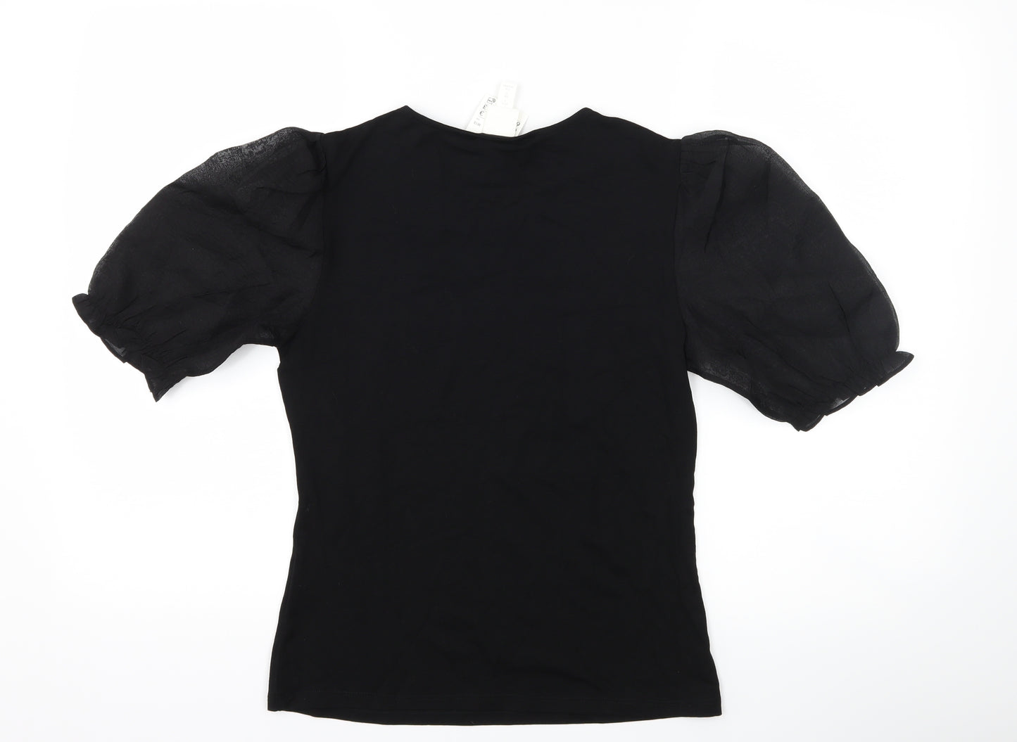 H&M Womens Black   Basic T-Shirt Size S  - puff sleeve
